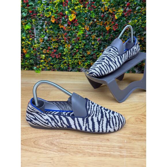 Rothy’s The Loafer Slip On Shoes Flats Zebra Animal Print Black White Womens 5 - Picture 2 of 10